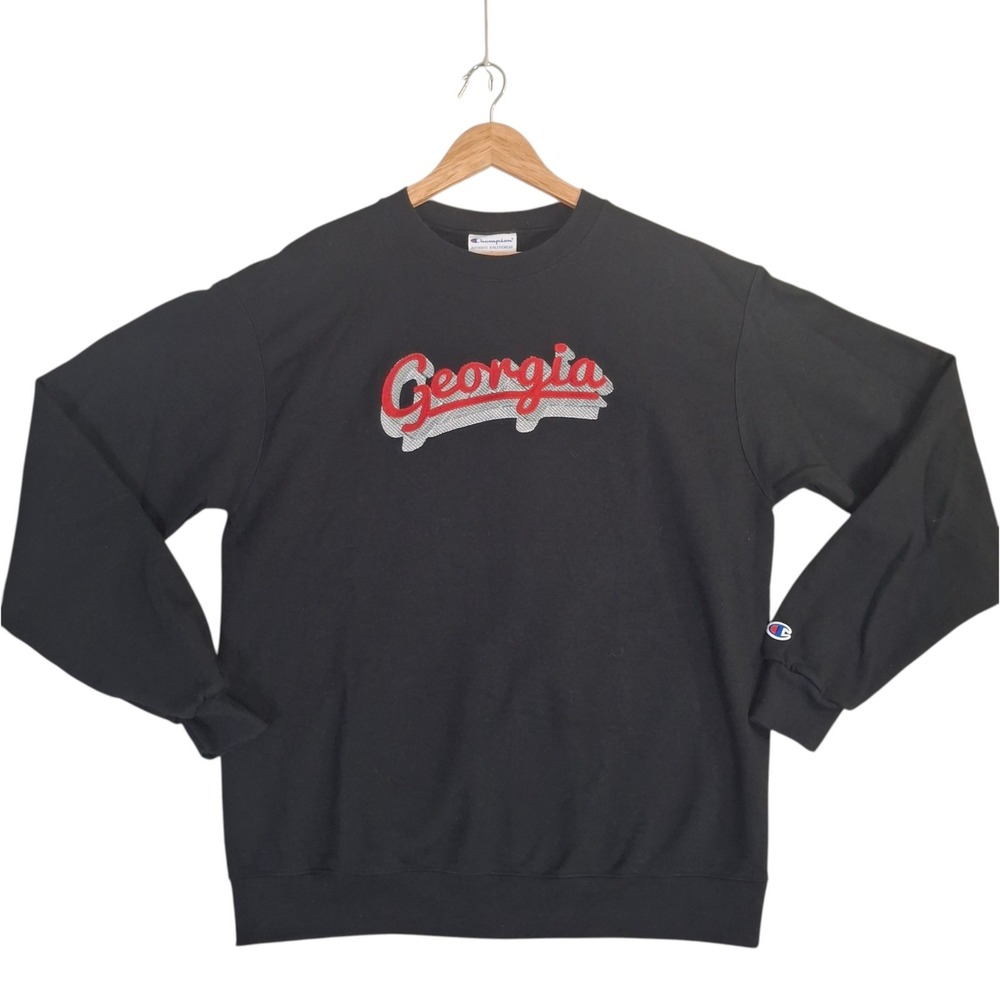 Champion Georgia Bulldogs Sweatshirt Mens Large Black Crewneck Pullover